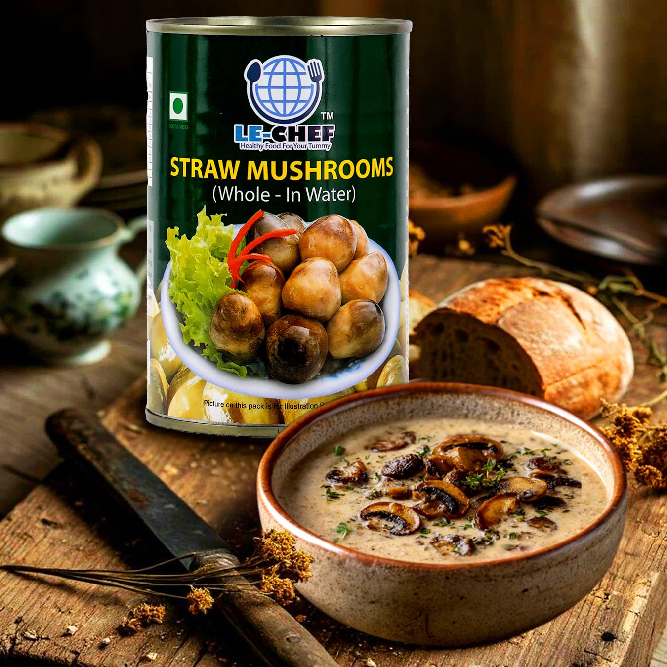 LE-CHEF Straw Mushrooms 400g | Canned Whole Straw Mushrooms for Asian Stir-Fries, Soups & Curries | Ready-to-Use Ingredient for Chinese, Thai & Fusion Cooking - Image 7 thumbnail