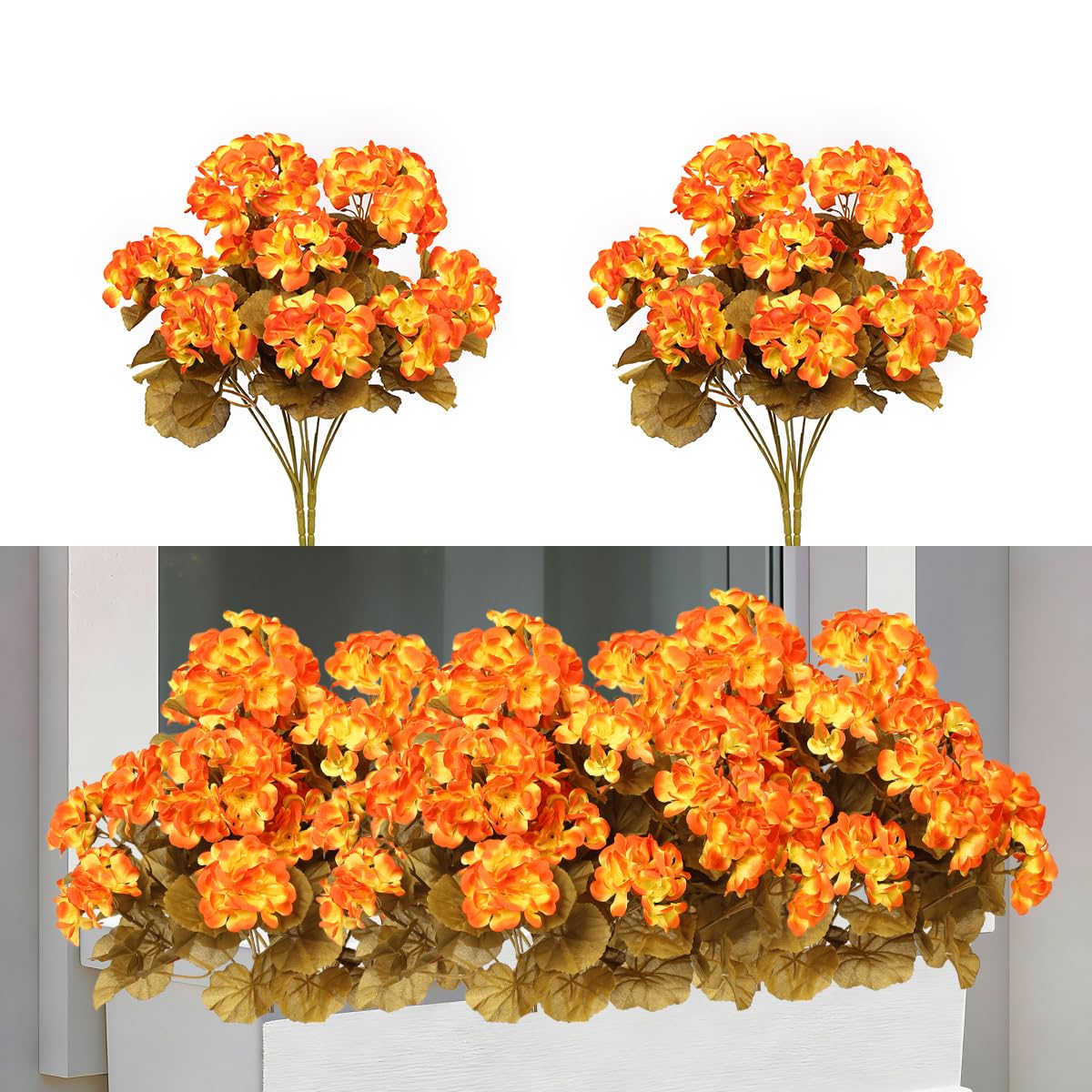 Laelfe Autumn Artificial Geraniums Flowers for Outdoors, 2 Bundles — image 1