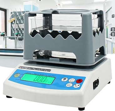Automatic Solid Density Meter Electronic Densimeter 0.001 g/cm3 for Rubber, Plastic, Precious Metal Digital Density Tester with One-Click Testing, LCD Display 300A