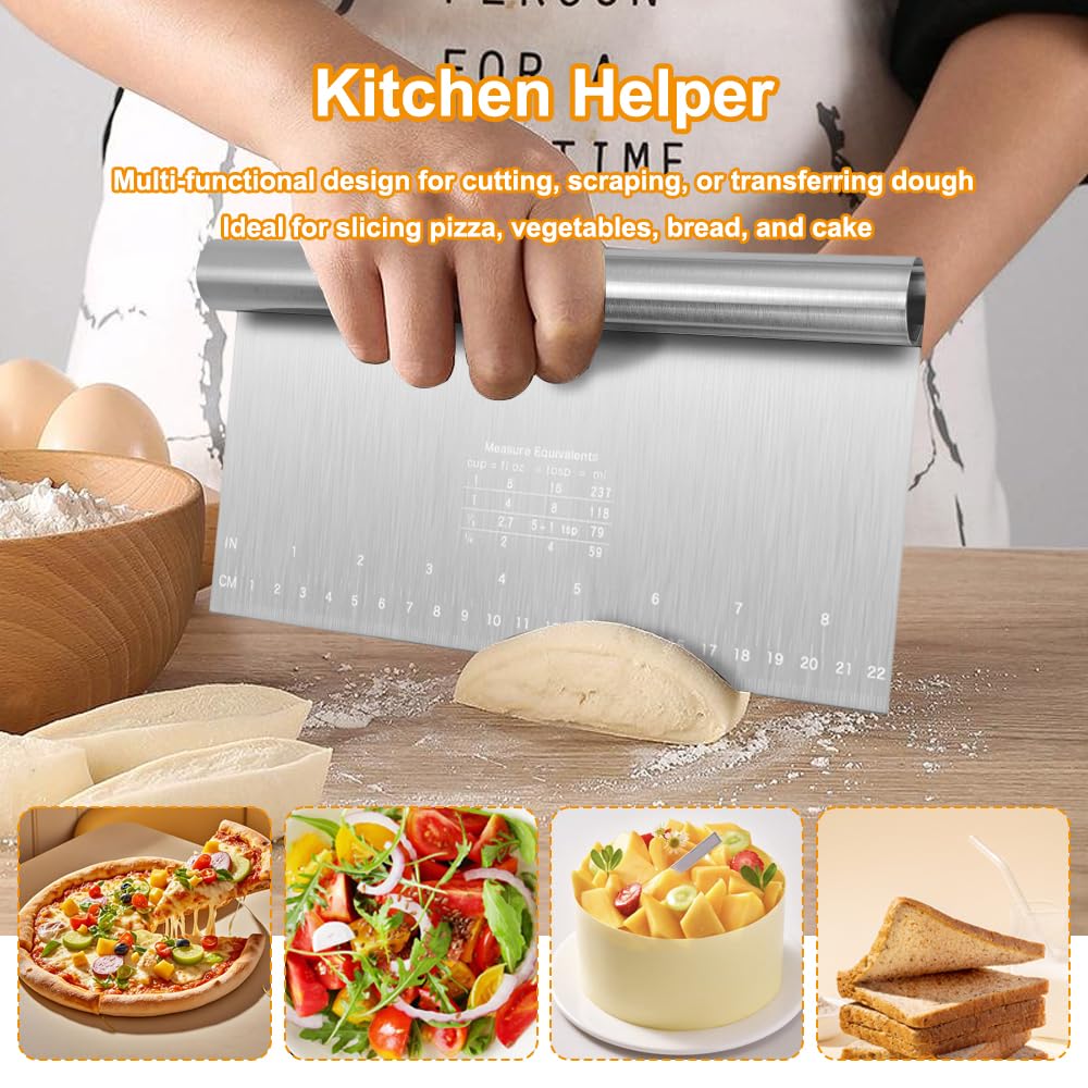 Taglierina Per Pasticceria In Acciaio Inossidabile Raschietto Per Pasticceria Per Farina Tratutto Per Pasta Taglierina Per Pizza Manico Confortevole Utensili Da Cucina Per La Cottura - Foto 3