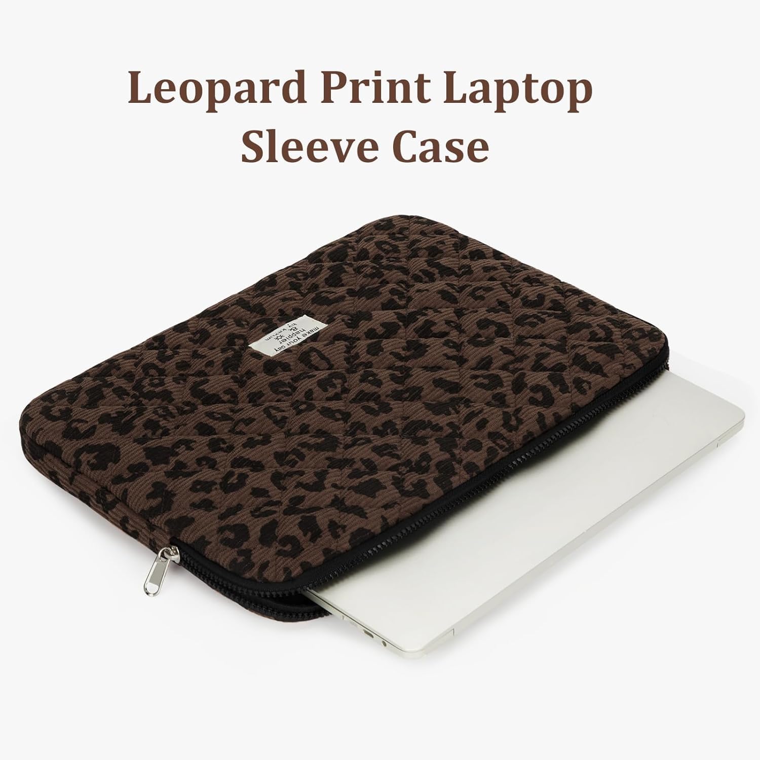 Starnearby Housse pour Ordinateur Portable à Imprimé Léopard, Pochette Ordinateur Matelassée 13-14 Pouces, Compatible avec Macbook Air 13 Pouces, Macbook Pro 13 14 Pouces, Neo 13 Pouces