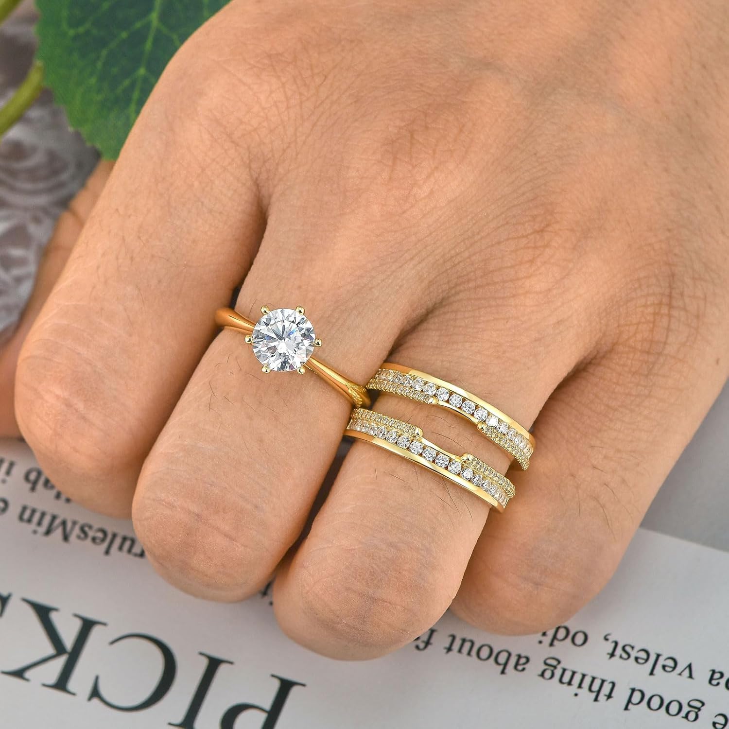 Blongme Cathedral and Classic Enhancer Guard Ring Enhancer for Engagement Ring Cz Stackable Wedding Bands for Women Cubic Zirconia 925 Sterling Silver Silver Size 4-12 - Image 4