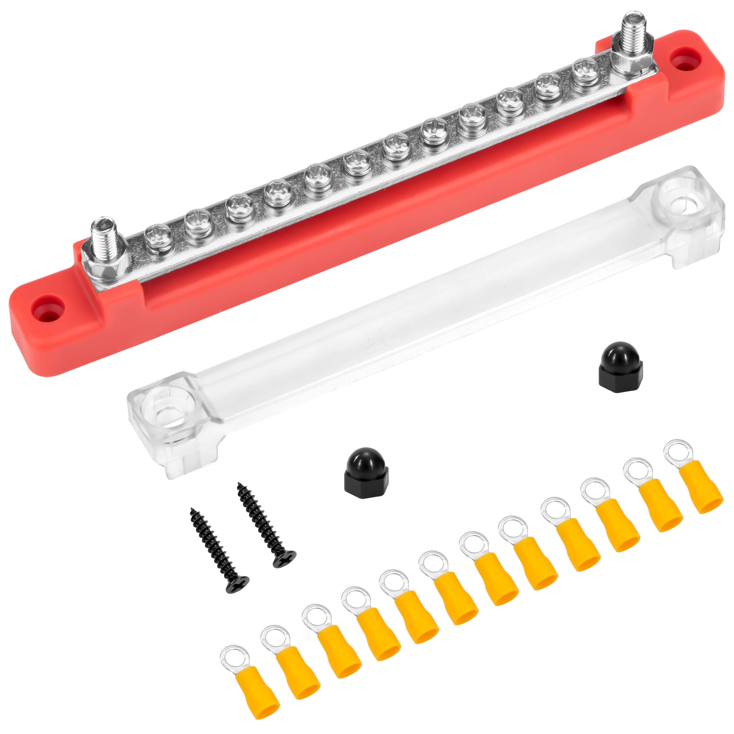 2 stuks verzamelrails, 12 V-48 V DC verzamelrails, verdelerblok 2 stuks verzamelrails, 12 V-48 V DC verzamelrails, verdelerblok