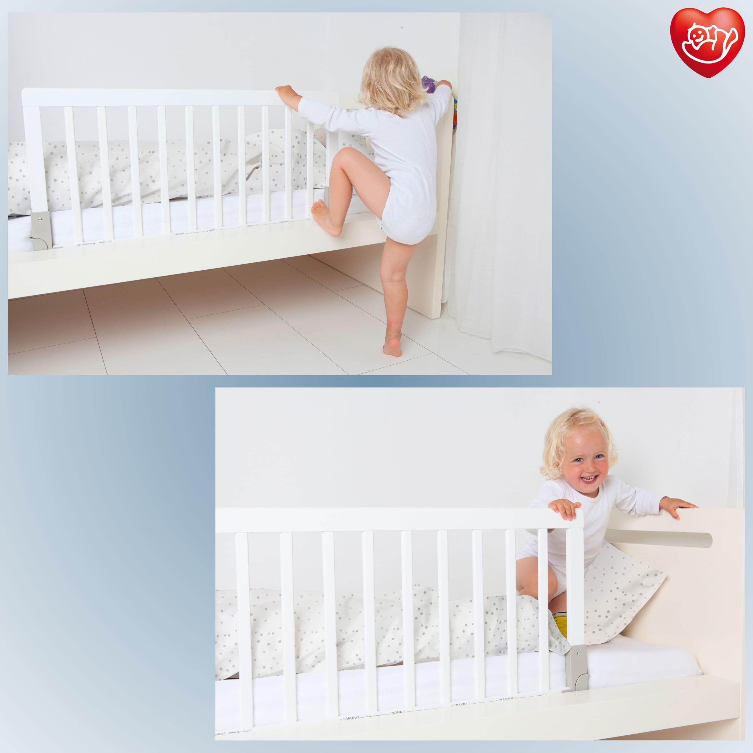 BABY DAN Barrière de sécurité pour lit en bois - 45 x 90 cm - blanc