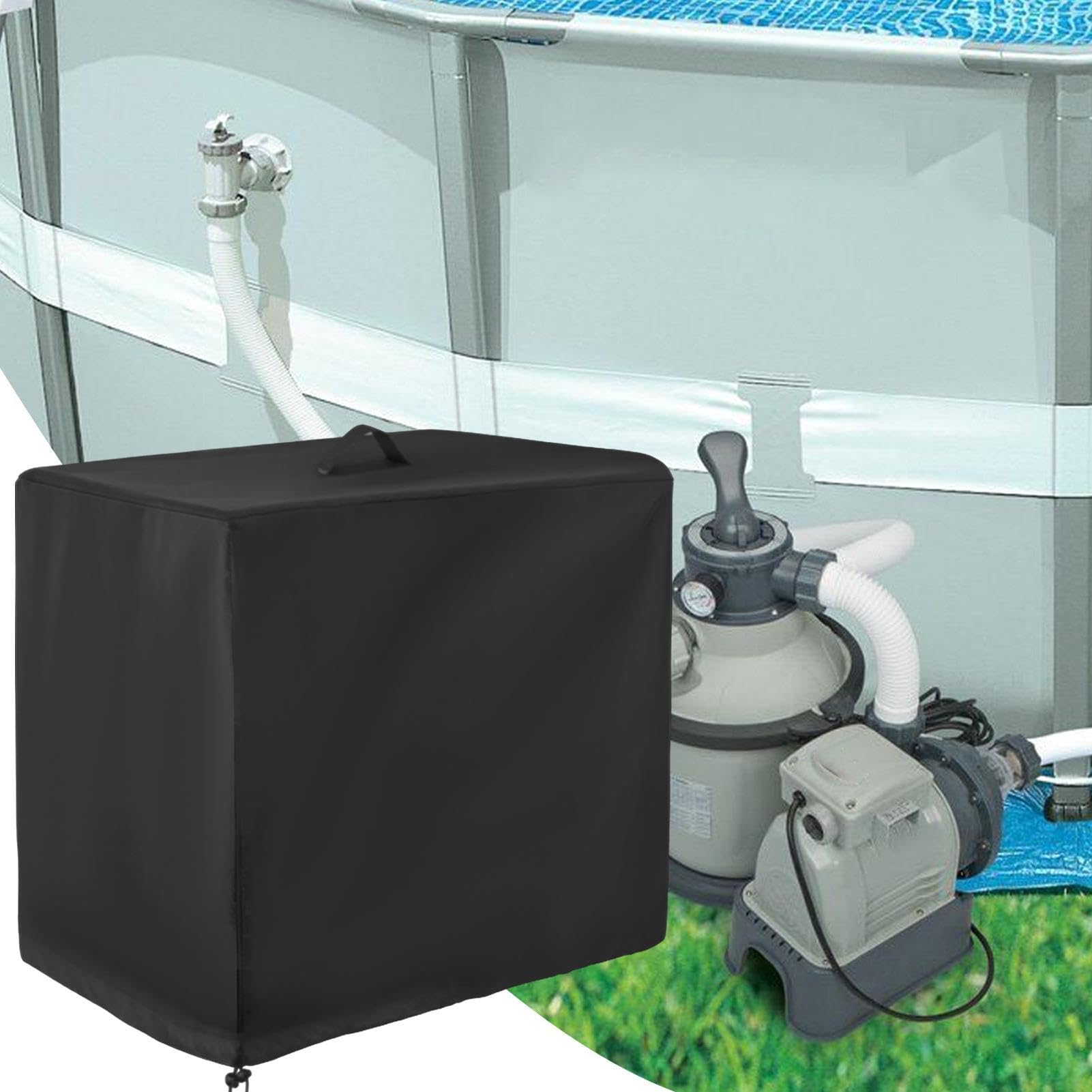 para Bomba Piscina Exterior | Impermeable Cilindro Filtro - Cubierta Filtro Piscina con Cordón Y Cremallera - Protección contra Viento Lluvia Residuos Sol y Evaporación de Agua en