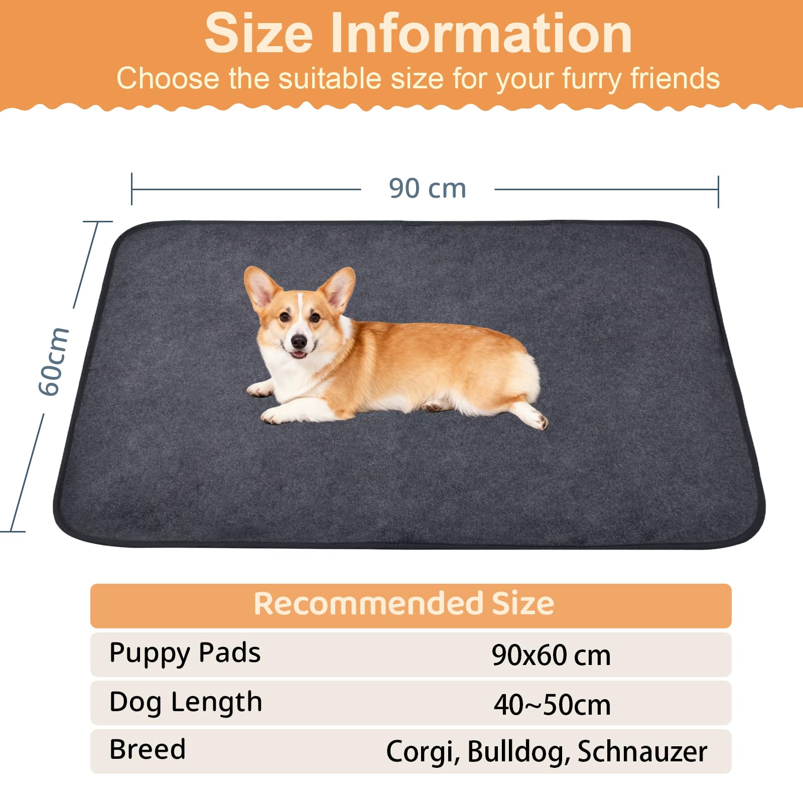 Tapis Absorbant Chien, Lot de 2, 60x90 cm Alaise Chien Lavable, antidérapant et imperméable pour Cage, Parc, lit ou canapé pour Chien