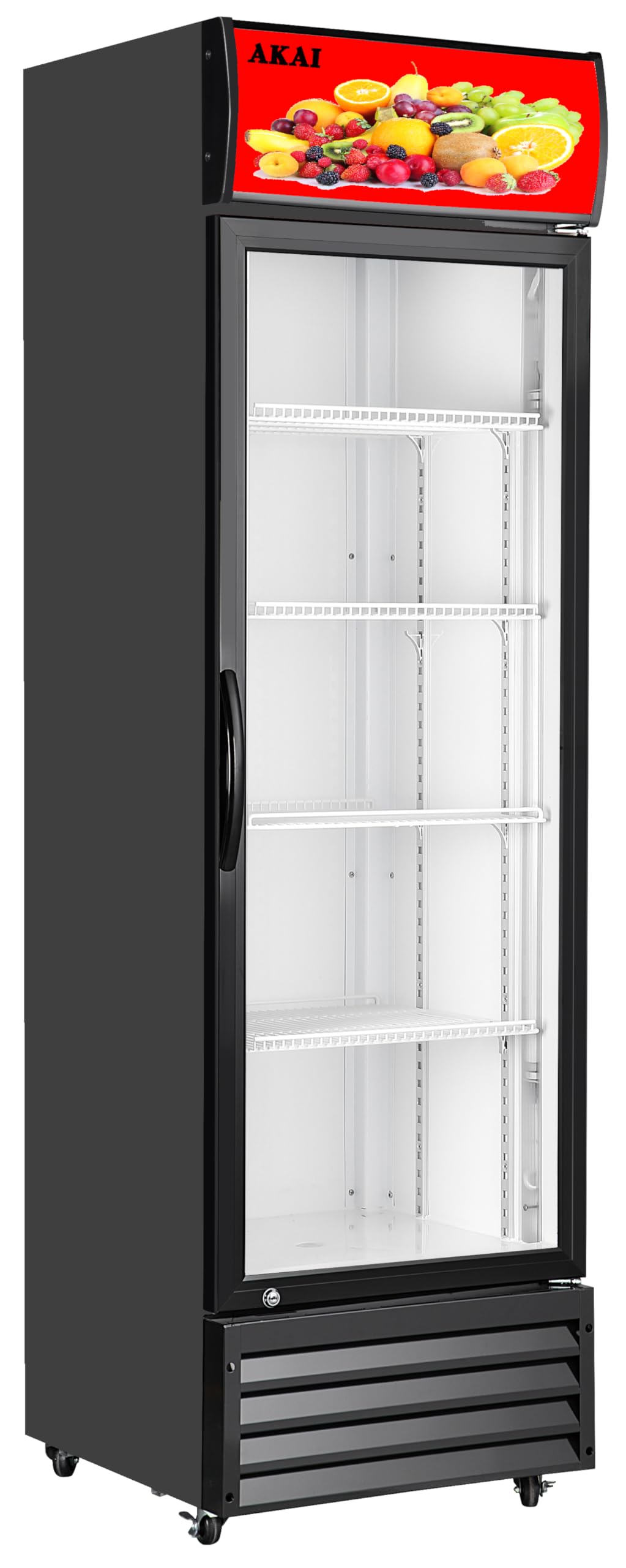 Showcase Chiller Large - 370 Liters Gross Capacity, Upright Beverage Showcase, Energy-saving, low-noise, White Color, 59x60x191cm, Best for Grocery-Home-Restaurant, Black- ‎SCMA-370AR