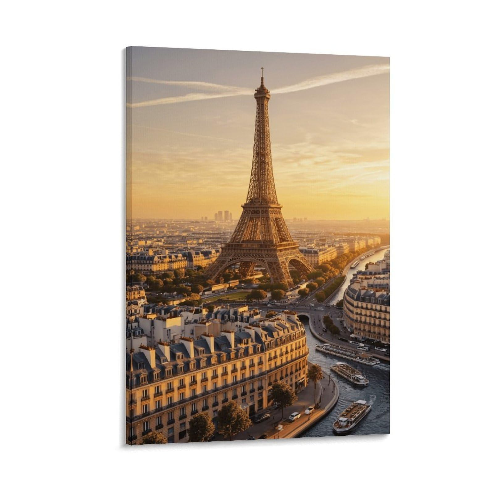 Eiffel Tower Paris Poster Artwork Canvas Prints Picture Modern Canvas Wall Art Picture Wall Hanging for Living Room Home Decorations 08x12inch(20x30cm)