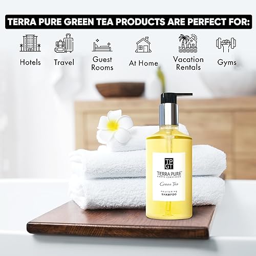 Miniatura 2 de Terra Pure Champú de té verde, 10.14 onzas con miel orgánica y aloe vera (caja de 24)