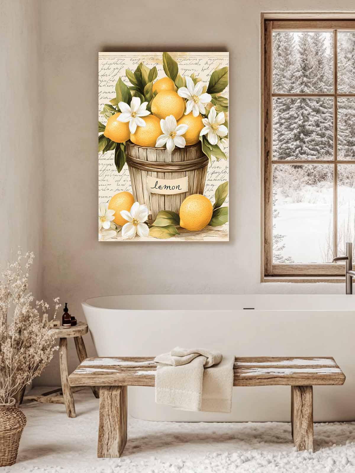 Amazon.com: Lemon Canvas Wall Art for Bathroom Watercolor Fruit