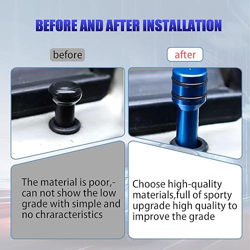 Miniatura 4 de 4 pomos de bloqueo de puerta de automóvil, pasadores de aleación de aluminio para cerradura de puerta interior, kits decorativos de 1.92 x 0.47