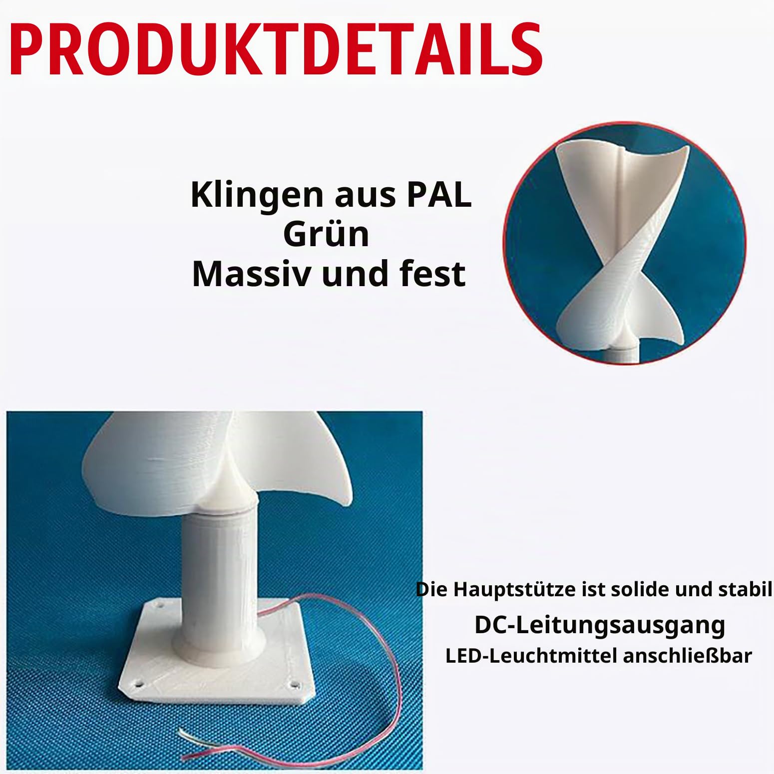 10W DIY Windgenerator Bausatz 12V Windräder Windturbine Kit Mit LED-Leuchten, Vertikalachsen-Windturbinen-Generator DIY-Windmühlenmodell Für Lehrvorträge, Inneneinrichtung,Weiß,10W