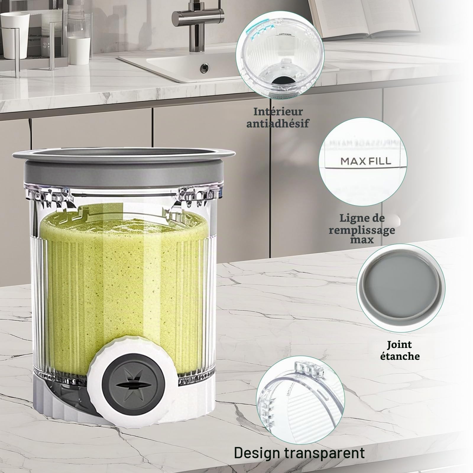 Ensemble de 4 récipients compatibles avec la machine à glace Swirl CREAMi, 480 ml, pour les modèles NC700 et NC701EU. Sans BPA, compatibles lave-vaisselle