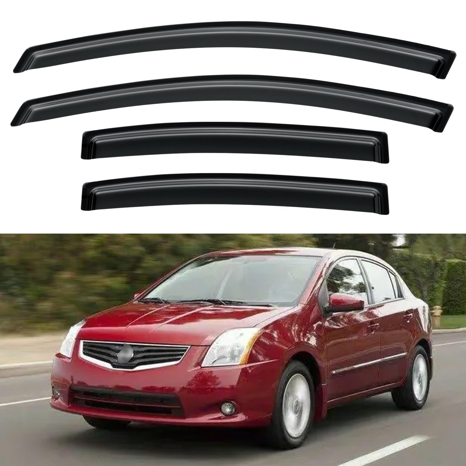 Window Visors Rain Guards Shield for 2007-2012 Nissan Sentra, Out-Channel Window Vent Wind Deflectors Visors Shades for 07-12 Nissan Sentra
