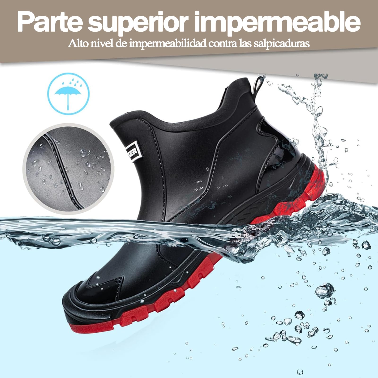 Botas de Agua Hombre,Botas Impermeables Mujer,Suave y Ligero Botas de Agua Trabajo Hombre Impermeable Antideslizante Adecuado para Días Lluviosos y Ambientes Húmedos 38-46EU
