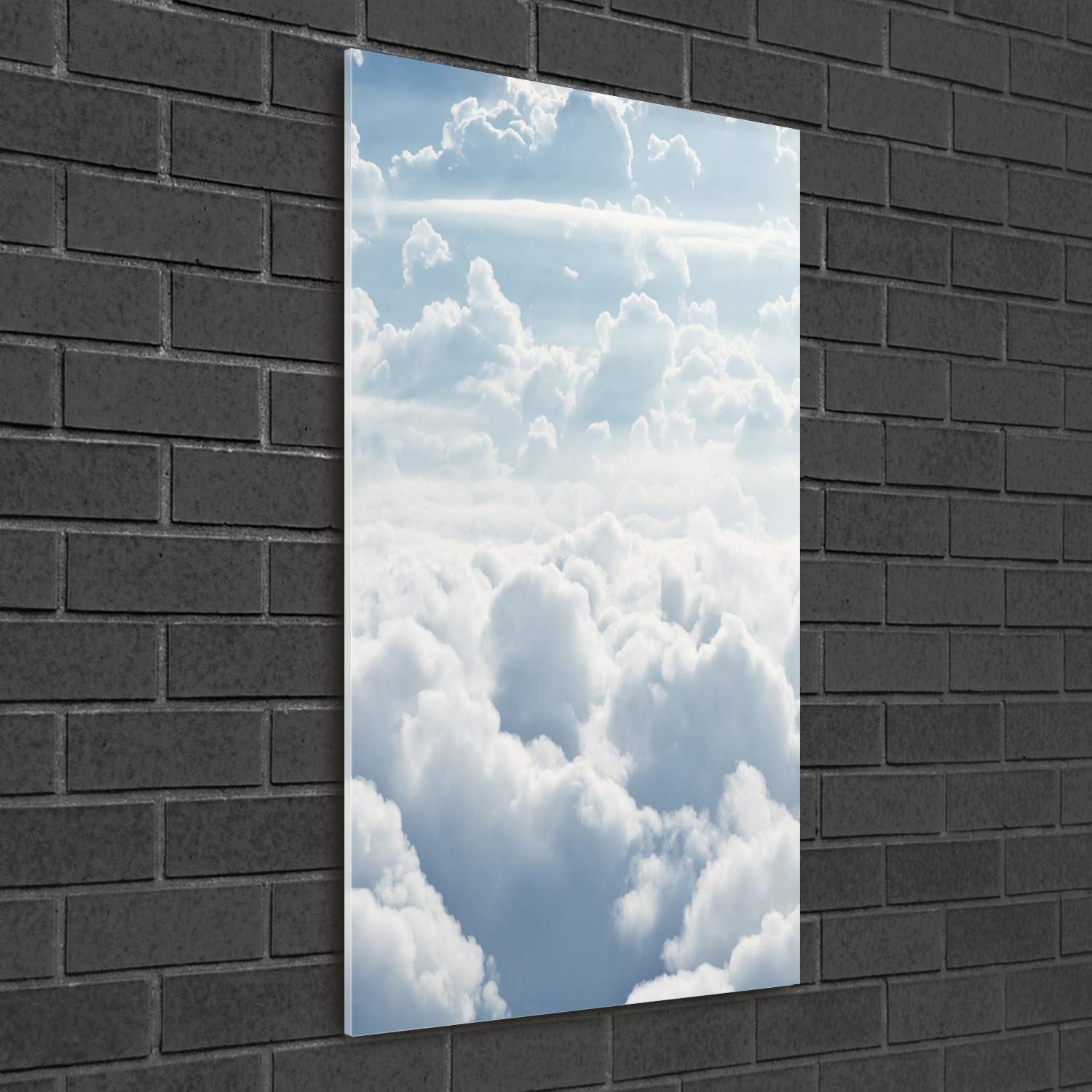 Tulup Impression sur Verre de 50x100 cm Image Tableau Photo décorative panoramique pour la Cuisine et Le Salon - Paysage - Vol au Dessus des Nuages - Blanc