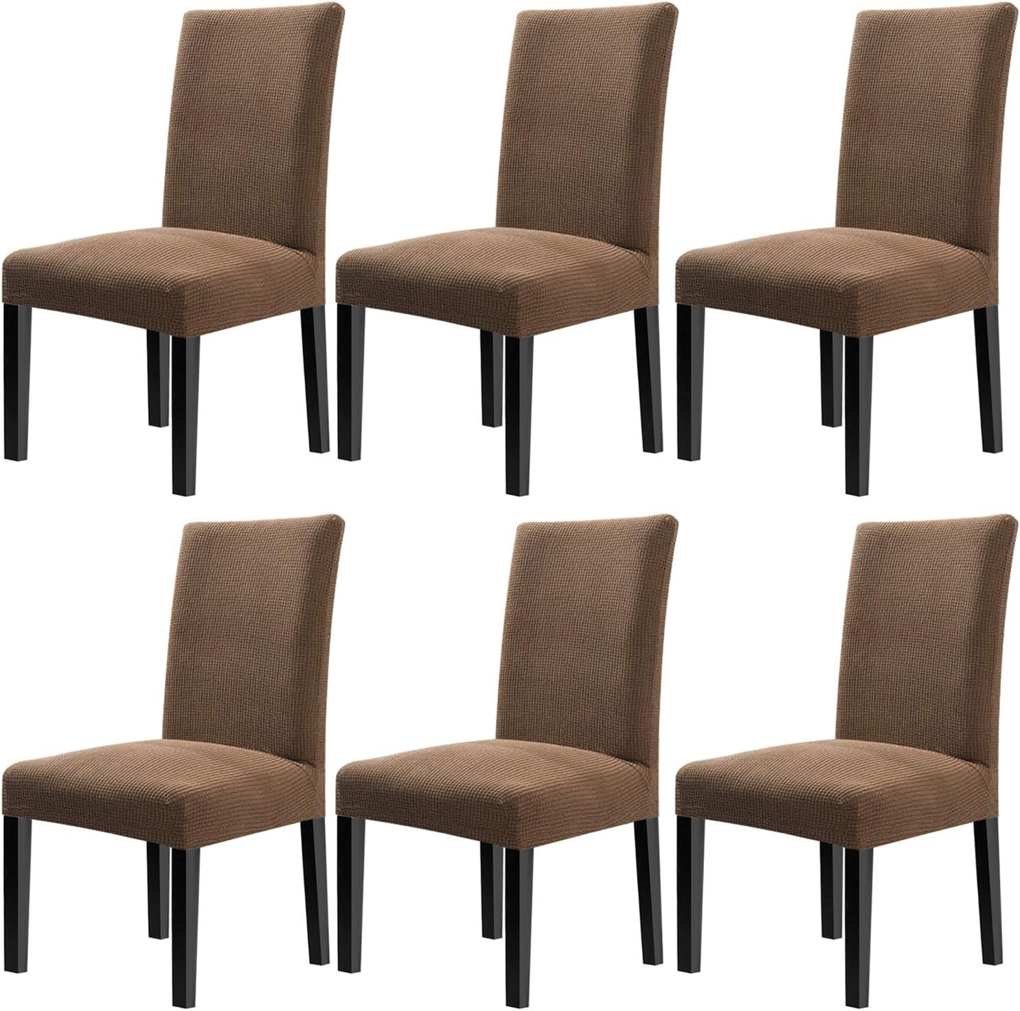 Fuloon 6 Pack Super Fit Stretch Removable Washable Short Dining Chair Protector Cover Seat Slipcover for Hotel,Dining Room,Ceremony,Banquet Wedding Party (Cream-Coloured): Kitchen & Dining