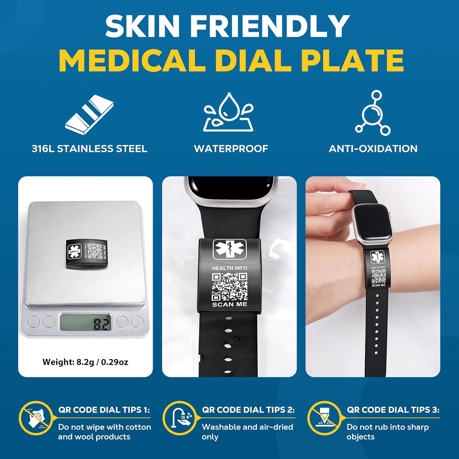 Upgraded Medical Bracelets Men Women with QR Code Medical Alert ID Bracelets - Titanium Steel Wristband Fits Wrists Up 8''-10'' - More Space Custom Emergency Med ID Info - Image 2