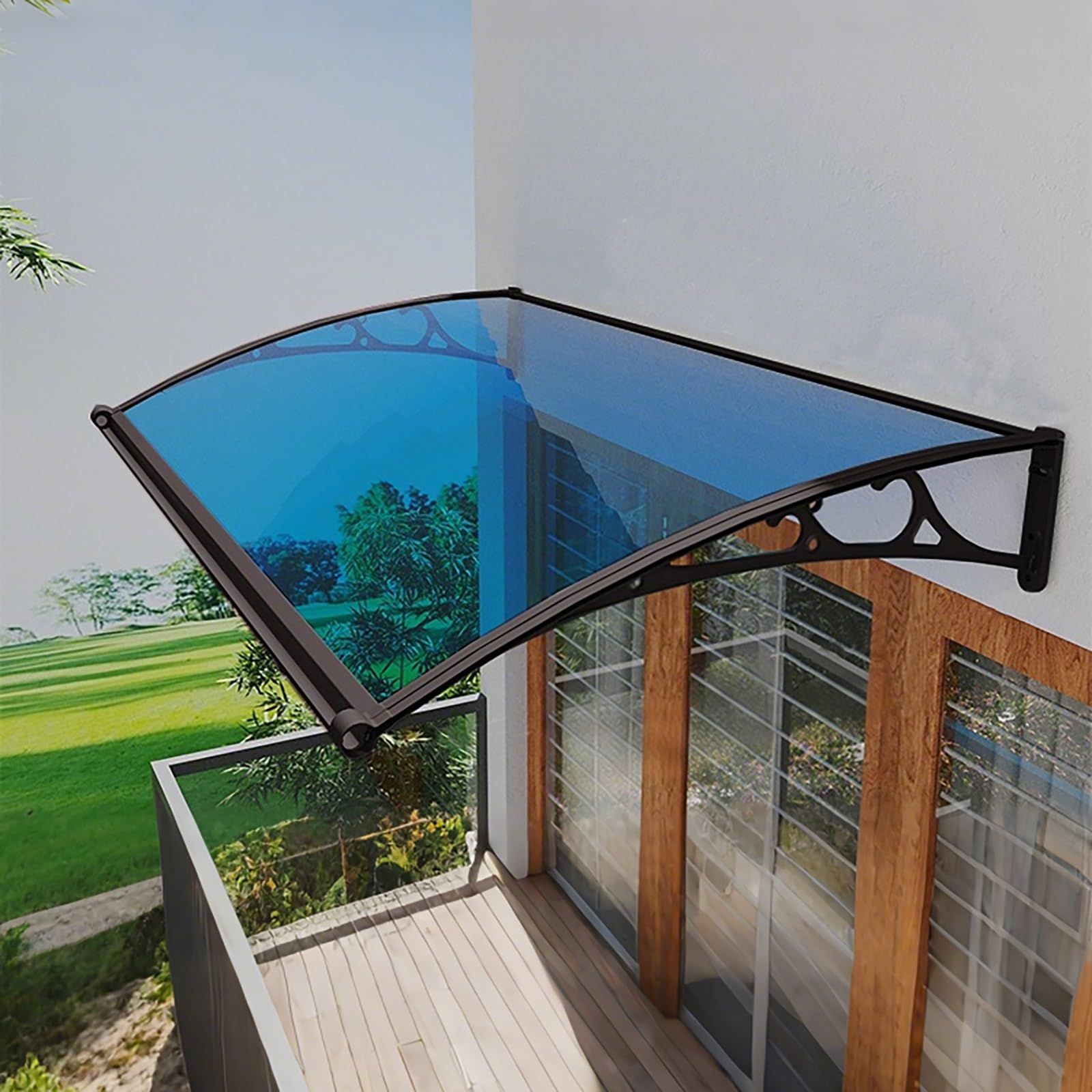 Auvent De Porte Aluminium,Toit Marquise en Polycarbonate,Marquise De Porte D'Entrée,Terrasse Toit Abri Protection Contre La Pluie,Auvent De Patio(W120*100cm/47.2 * 39.4in)