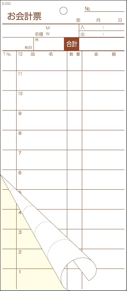 Amazon.co.jp: 会計伝票(2枚複写50組×10冊入)S-20C : 文房具