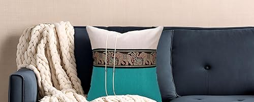 Miniatura 4 de Fundas de almohada decorativas de elefante a rayas de 16 x 16 pulgadas (15.7 x 15.7 in), funda de cojín para sofá, silla, cama, inserto de