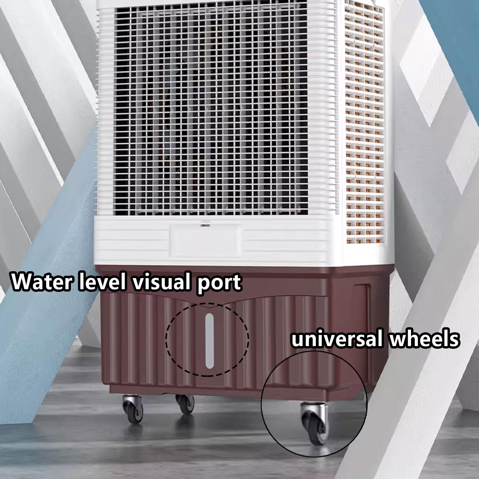 Rafraîchisseur d'air Évaporatif Professionnel 220 V 210 W Climatiseur Mobile Silencieux Réservoir d'eau De 60 L 3 Vitesses De Ventilation for Commercial Extérieur