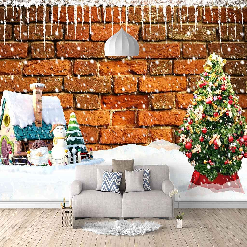 Papier Peint 3D Noël 200x140 cm avec Effet Trompe l'Oeil et Design Moderne