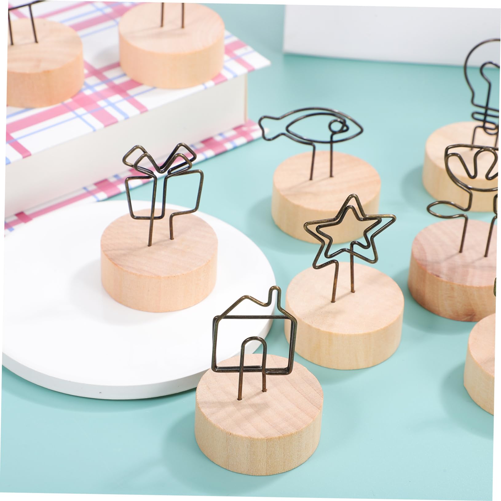 SHOWERORO 13Pcs Photo Clip Holders for Tabletop Decoration Rustic Memo Holders for Weddings Parties and Business Cards Sturdy Base for Easy Display