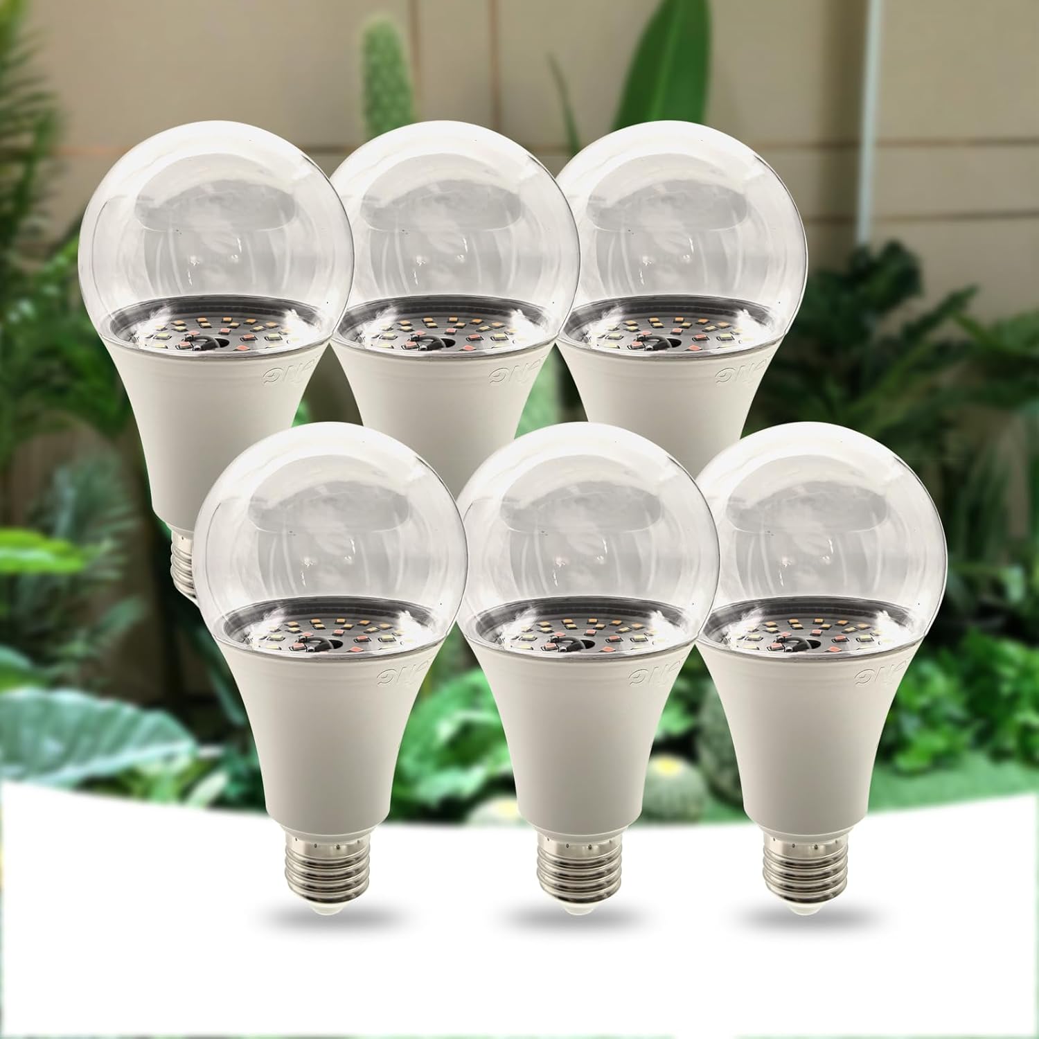 A25 LED Grow Light Bulb - 15W (150W Equivalent), Full Spectrum, E26 Base for Indoor and Outdoor Plants - Plus Size Bulb (6-Pack)