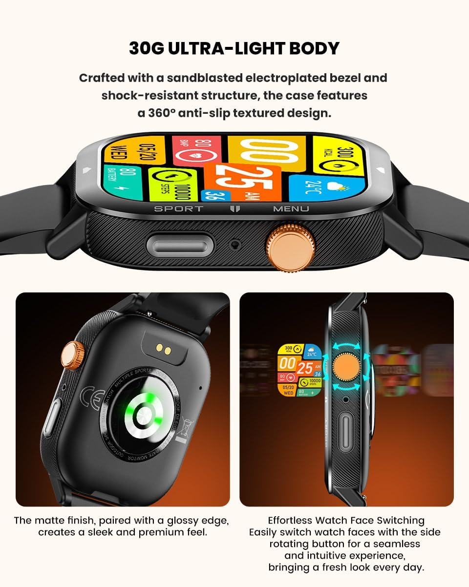 Contents of the USMATEK Smart Watch box including watch, charging cable, and manual