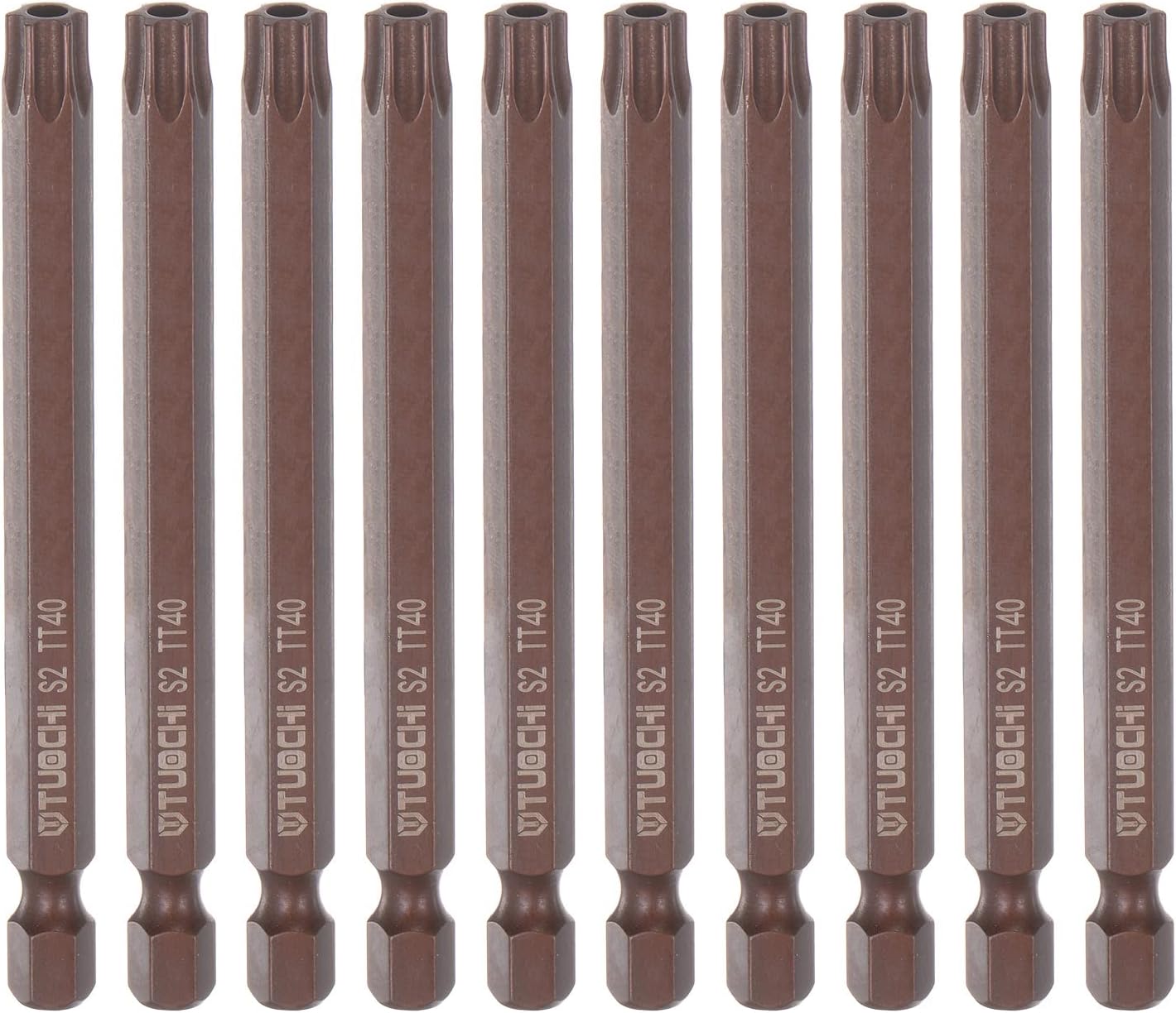 HARFINGTON 10pcs T27 Torx Bit 1/4" Hex Shank 3" Length Magnetic Security Star Screwdriver Power Tool, Red