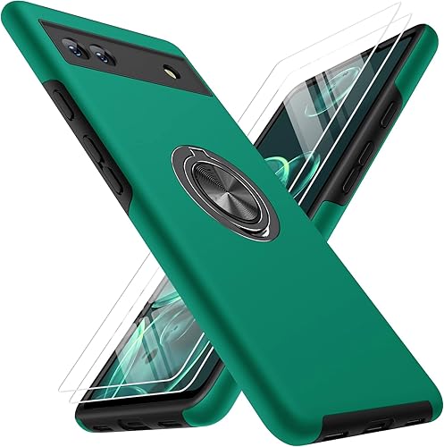 JAME Funda delgada y suave para Pixel 6a, con 2 protectores de pantalla de vidrio templado para Google Pixel 6a, protección de grado militar para