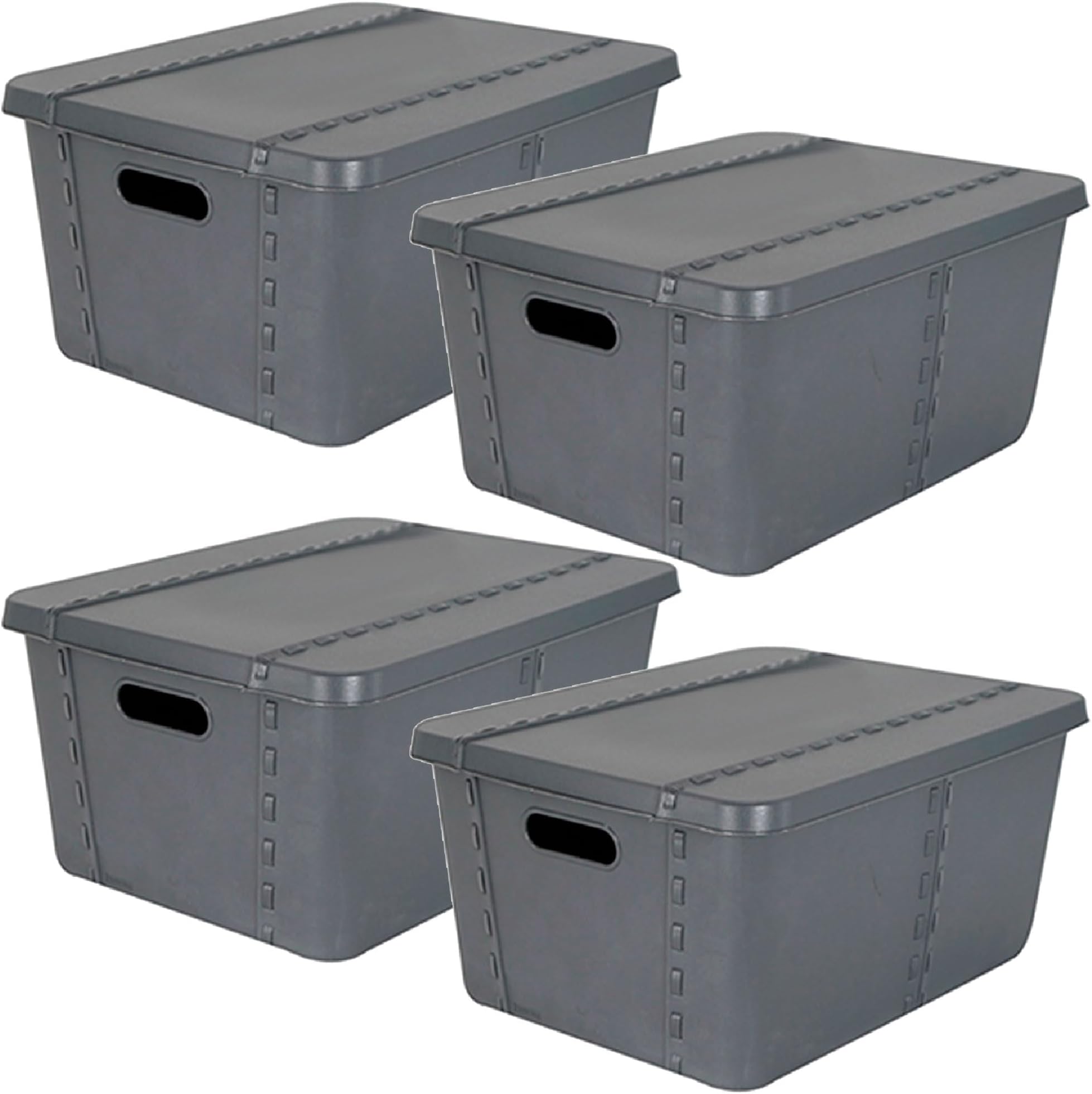 SP Berner 4x Life Story Storage Box with Lid Large, 45 L, Anthracite Grey