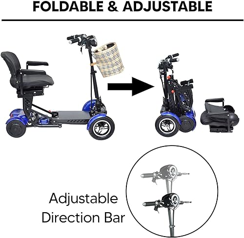 Miniatura 30 de MS-3000 Scooter eléctrico para adultos, scooters plegables para personas mayores, scooter de movilidad de 4 ruedas con silla, scooter eléctrico