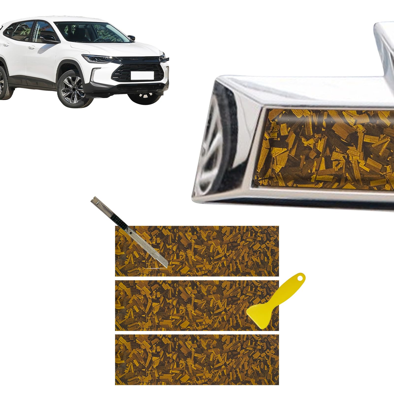 QianBao Compatible with 11.8" x 4" Chevy Bowtie Emblem Vinyl Wrap Kit