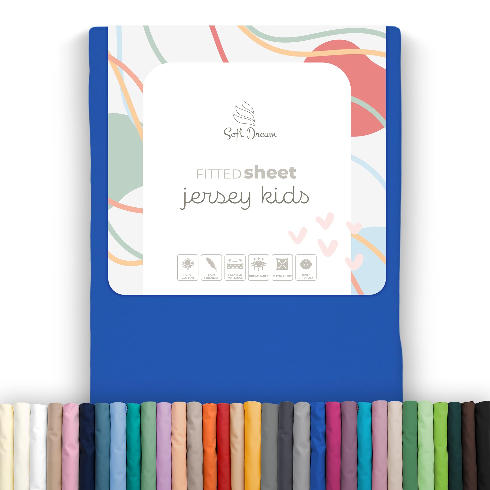 Soft Dream Blue Fitted Sheet - 80 X 160 Cm - 100% Cotton Jersey - From Poland (Cornflower 80 X 160 Cm)