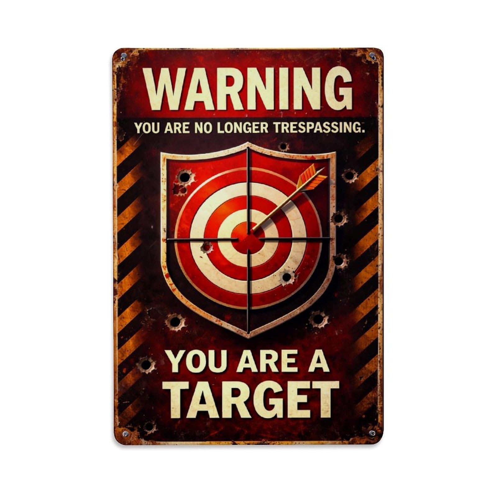Jdfenggu Vintage Warning Target Shield Arrow Bullseye Retro Metal Tin Sign, Decor Art Poster For Bar, Home, Man Cave, Kitchen, Laundry Room Gift 8X12inch