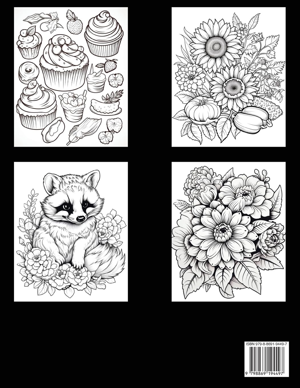 Primeiros Passos: Livro de Colorir com 40 Ilustrações para Iniciantes Incluindo Animais, Flores, Doces, Comidas e Mais