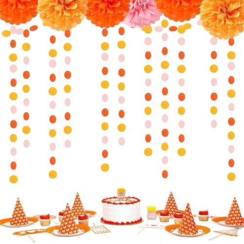 Miniatura 4 de Guirnalda de serpentinas de decoración de fiesta de color rosa y naranja  Cartel de papel de cosecha de Acción de Gracias de otoño de 52 pies,