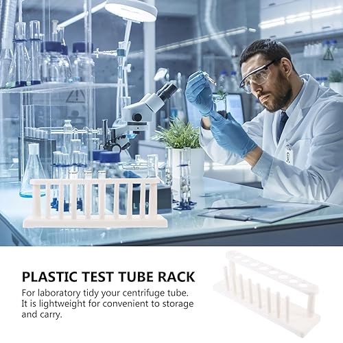 Miniatura 3 de VILLCASE Paquete de 3 soportes para tubo de prueba y estante de secado, 8 pines y 8 pozos para tubo de ensayo, organizador de almacenamiento de