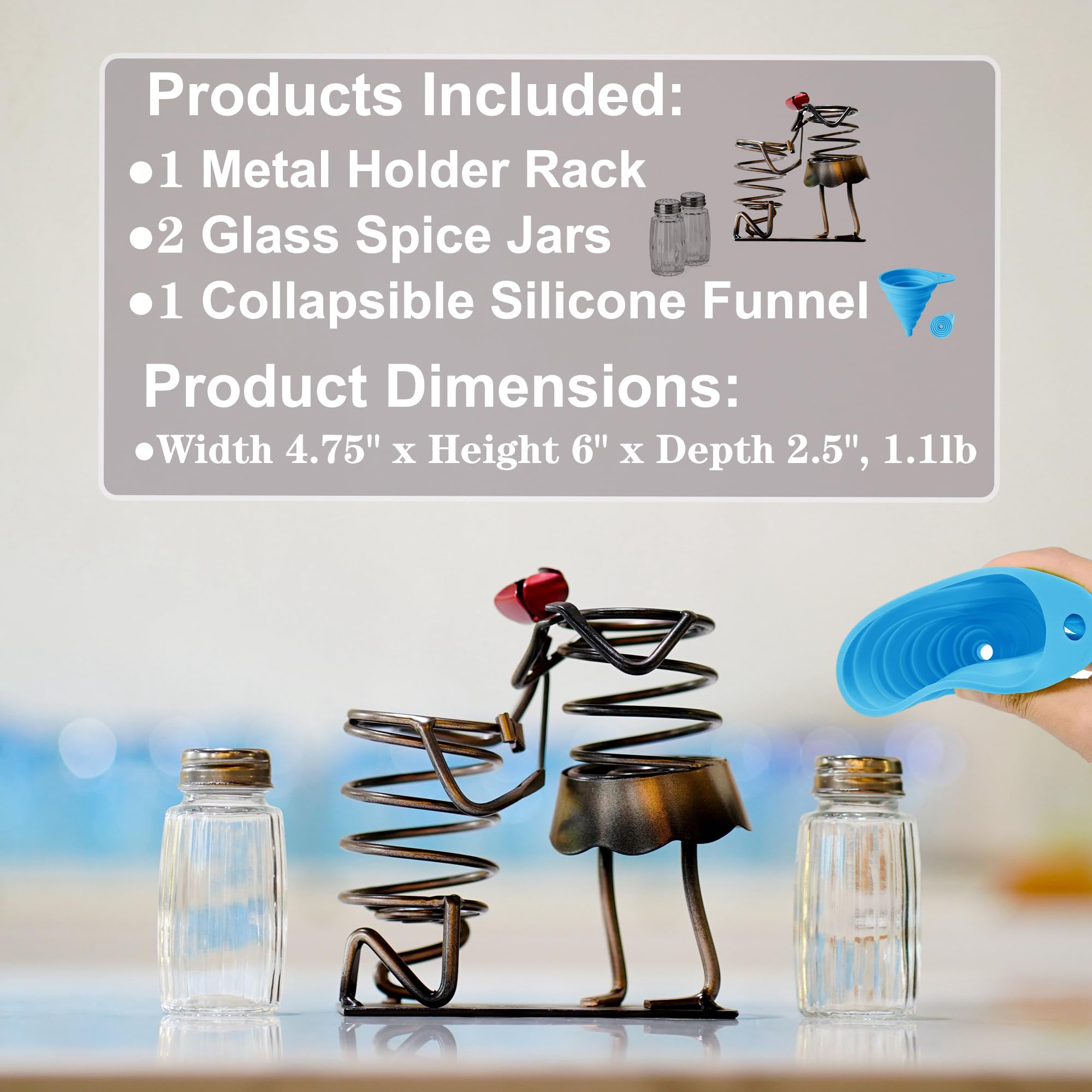 Divertido juego de salero y pimentero, dos cocteleros de cristal con tapas, soporte para amantes de las rosas para especias y condimentos, para cocina, comedor o decoración de mesa (amantes de