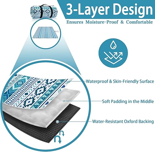 Miniatura 2 de PY SUPER MODE Mantas de pícnic extra grandes, impermeables, plegables, manta de playa para exteriores de gran tamaño, 83 x 79 pulgadas, a prueba de