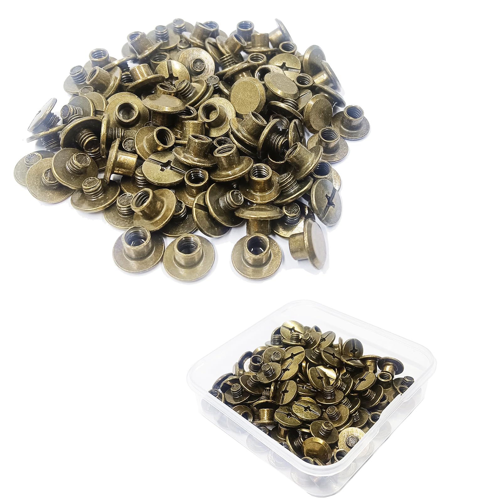 JXPXJMY 50 PCS Chicago Screw Set, Carbon Steel Binding Rivets for Books Leather Ledgers Travel Cases (Bronze, M5*4)