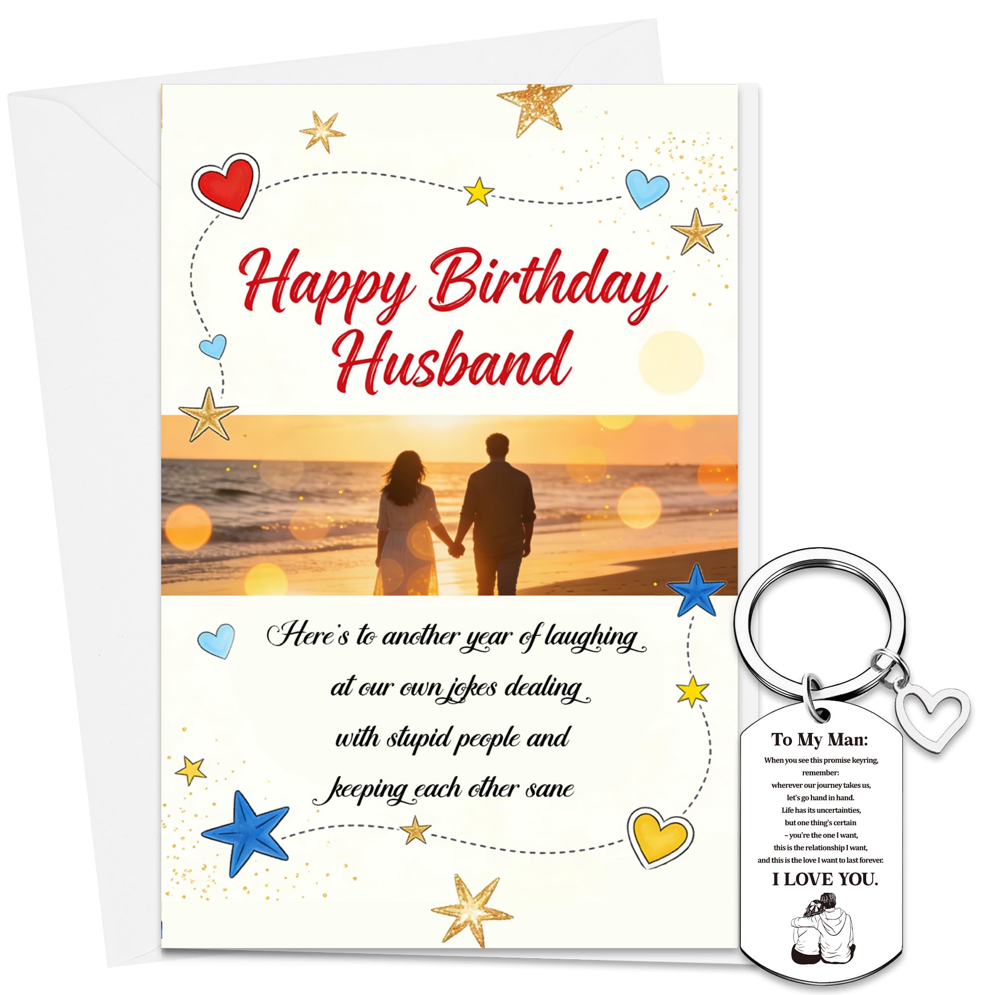 Husband Birthday Card with Keyring Gift Set from Wife
