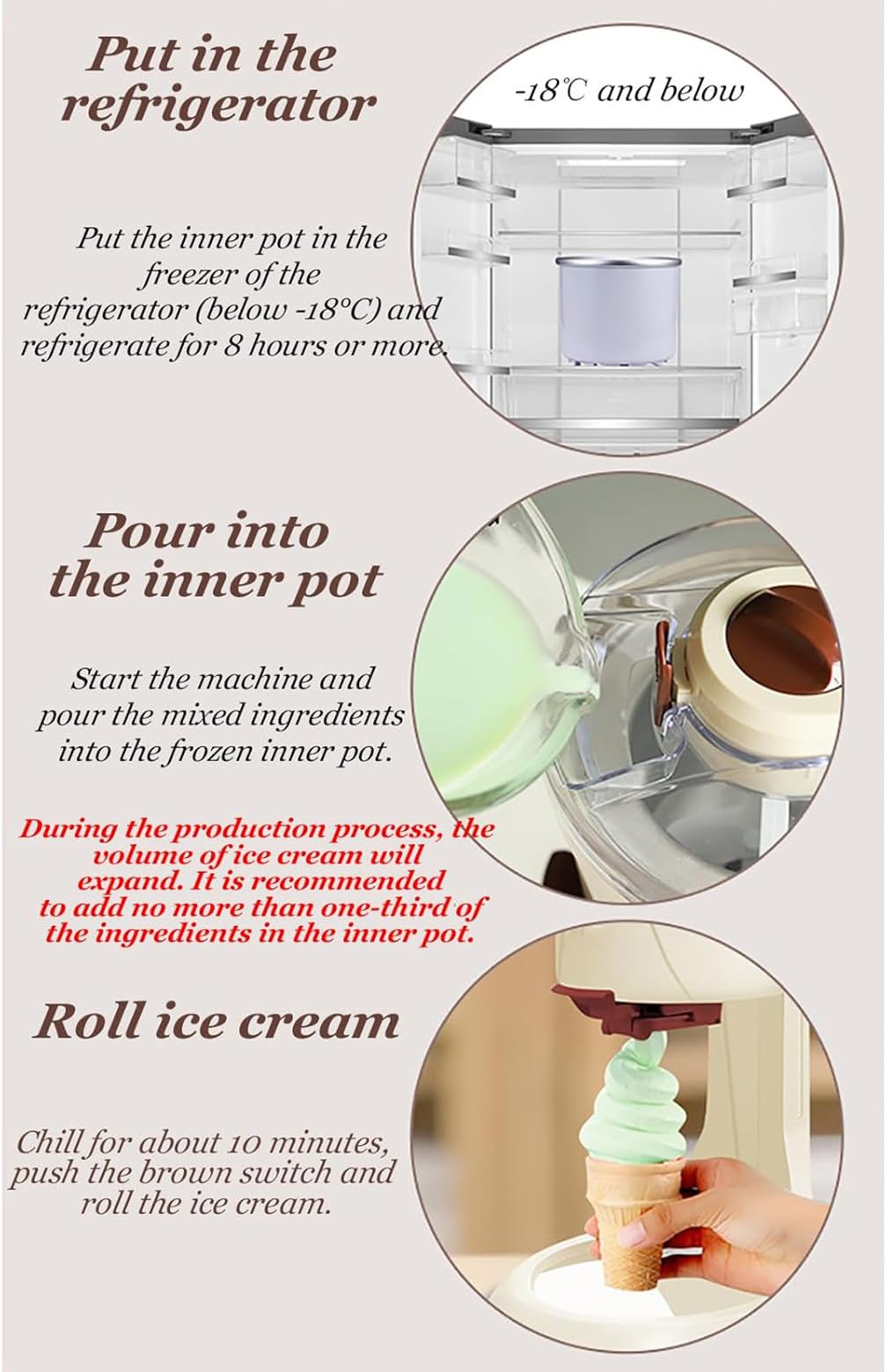 Eismaschine, Klein EIS Maschine für Eiscreme und Sorbet, EIS selber Machen mit Eismaschine, Ice Cream Maker Home DIY Kitchen