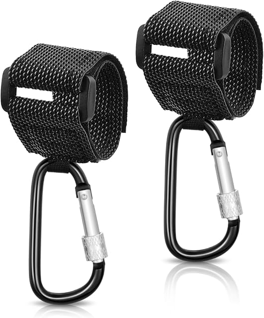Fuyamp 2 Pcs Buggy Clips with Lock,Black Stroller Pram Hooks Baby Stroller Hook, Pram Carabiner Clips for Hang Shopping Bags or Diaper Bags on Your Stroller Pram or Pushchair