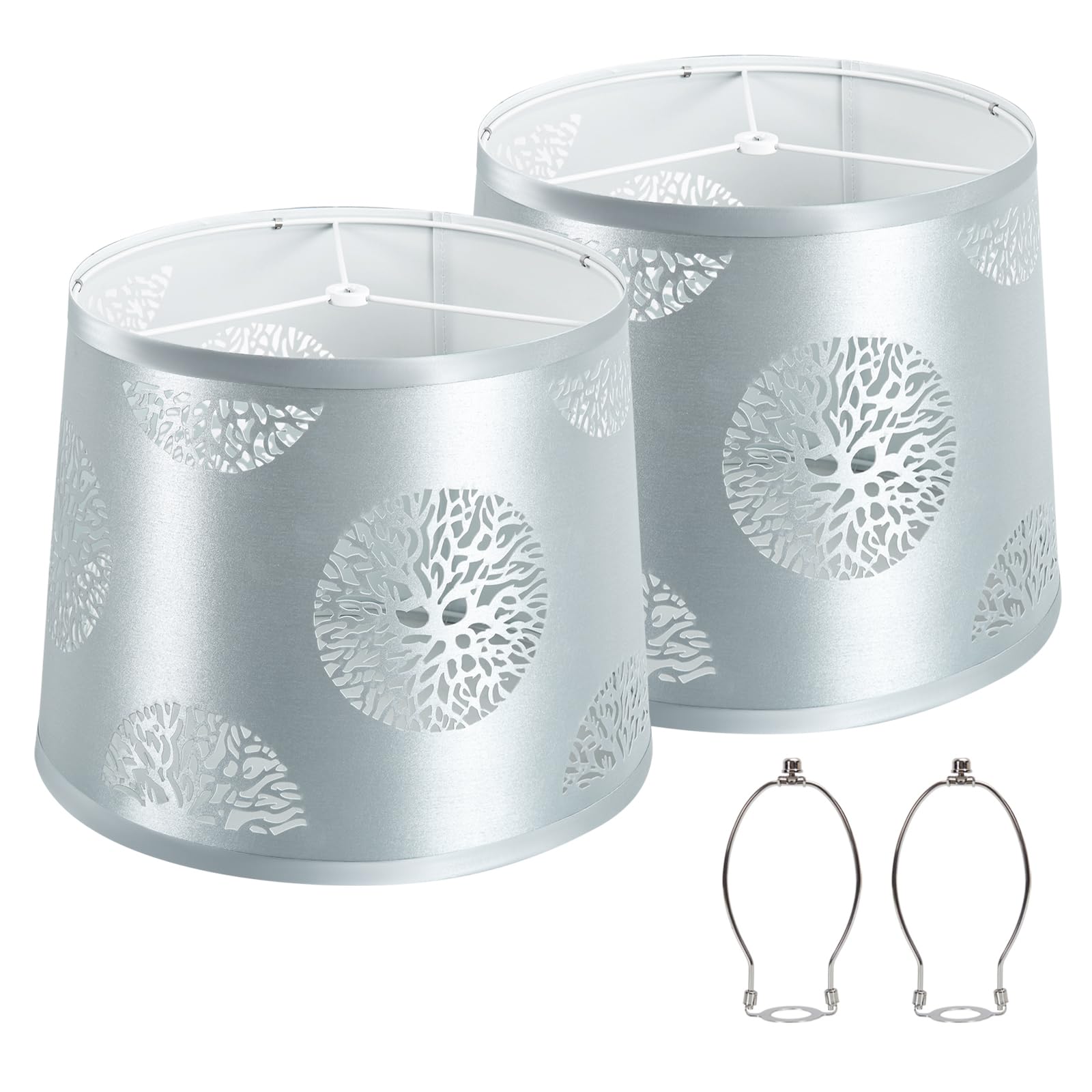 Lamp Shades Set of 2 Replacement, Drum Lampshades, Lampshade 10 Inches Lampshades for Table Lamp, Floor Lamp, Pendant Light, Lamp Shade Harp Holder Included