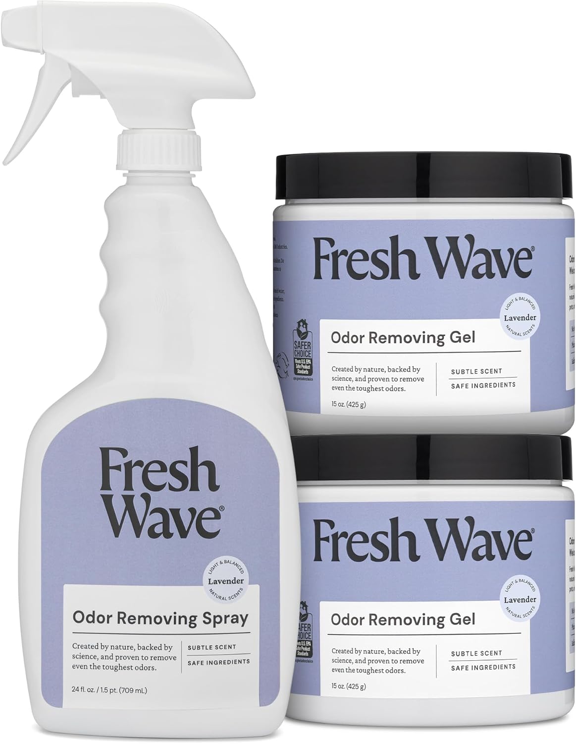 Lavender Home Odor Solutions Bundle 2-Pack 15 oz. Gel & 24 fl. oz. Spray