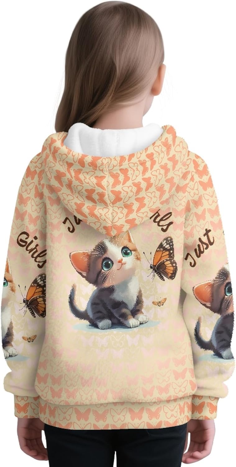 Girls' Half Zip Hooded Sweatshirt Quarter Zip Pullover Sweatshirt School Zip Up Sweatshirt Jacket 4-15 Y
