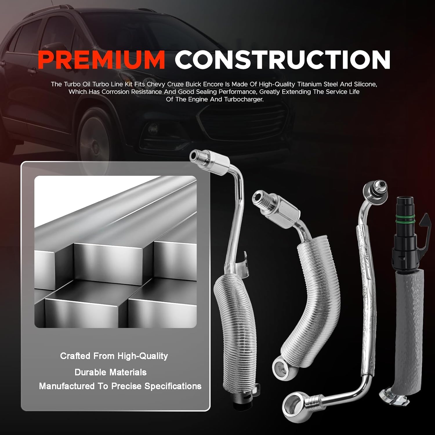 Complete Turbo Oil AND Coolant Line Kit for 1.4L EcoTec - Compatible with Chevy Cruze/Sonic/Trax & Buick Encore (2011-2021) - Replaces OEM 55568031, 55592600, 25198546